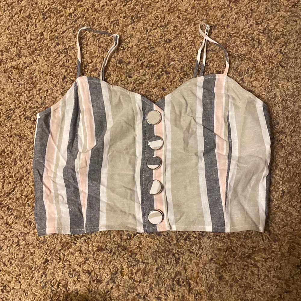 striped with buttons tank top